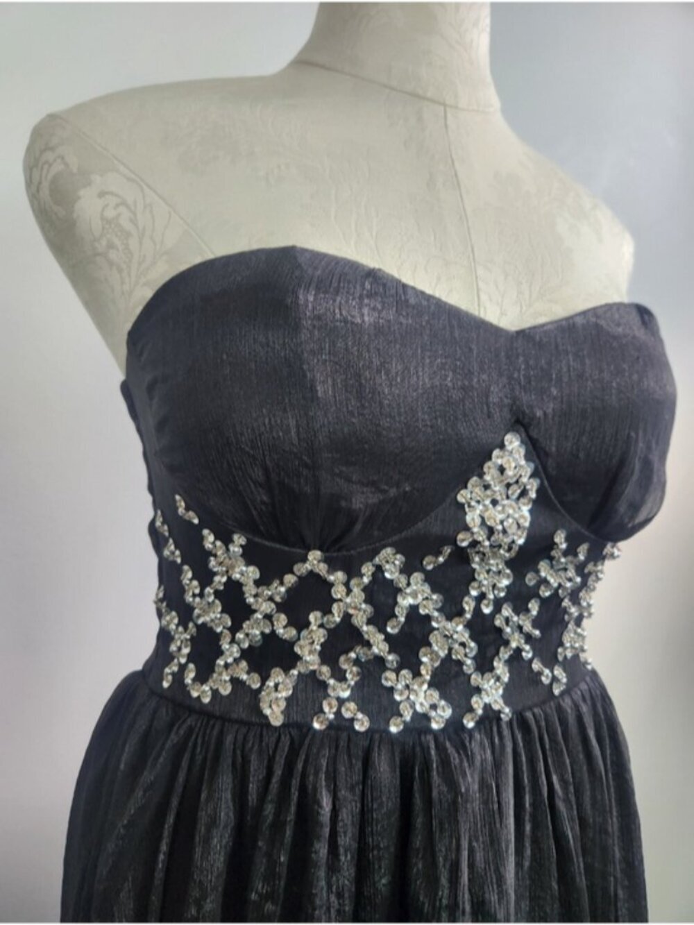Black Sheer Maxi Dress Prom Grad Whimsygoth Dark Fairy Prom Grad Size Medium - Picture 3 of 12